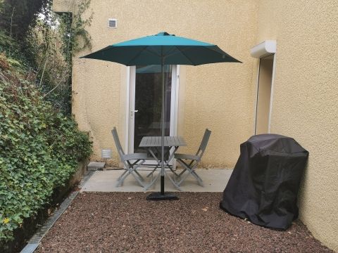 Terrasse gîte Baumicou, gîte 2 personnes à vals les Bains Ardéche